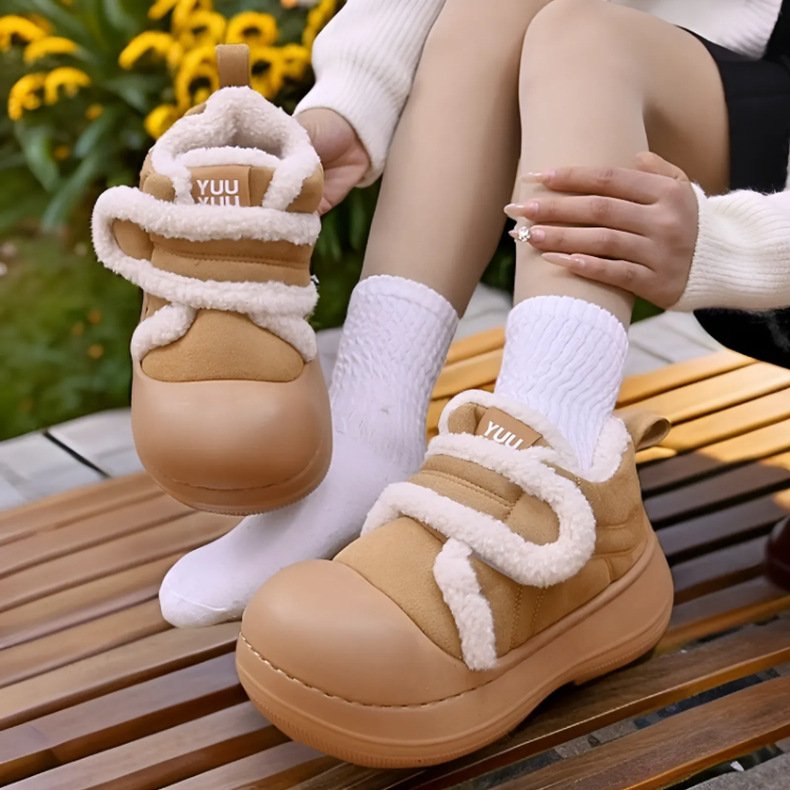 胖I东来2025新款女室内居家时尚魔术贴冬季保暖厚底增高加绒可外