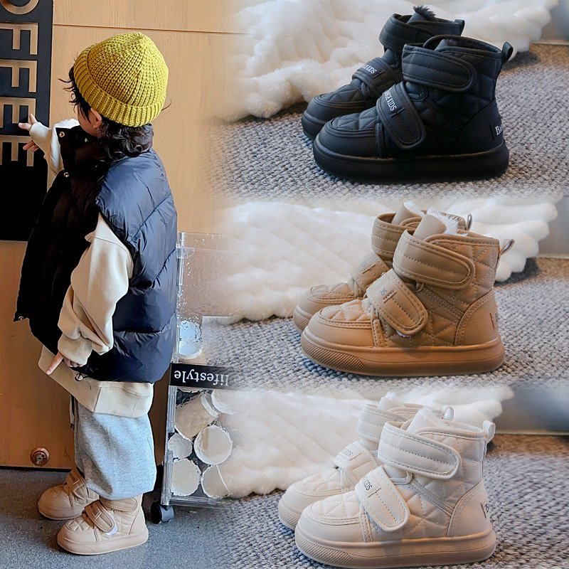 进口儿童雪地靴2025冬季新款宝宝鞋子防滑防水加绒加厚防寒男童棉