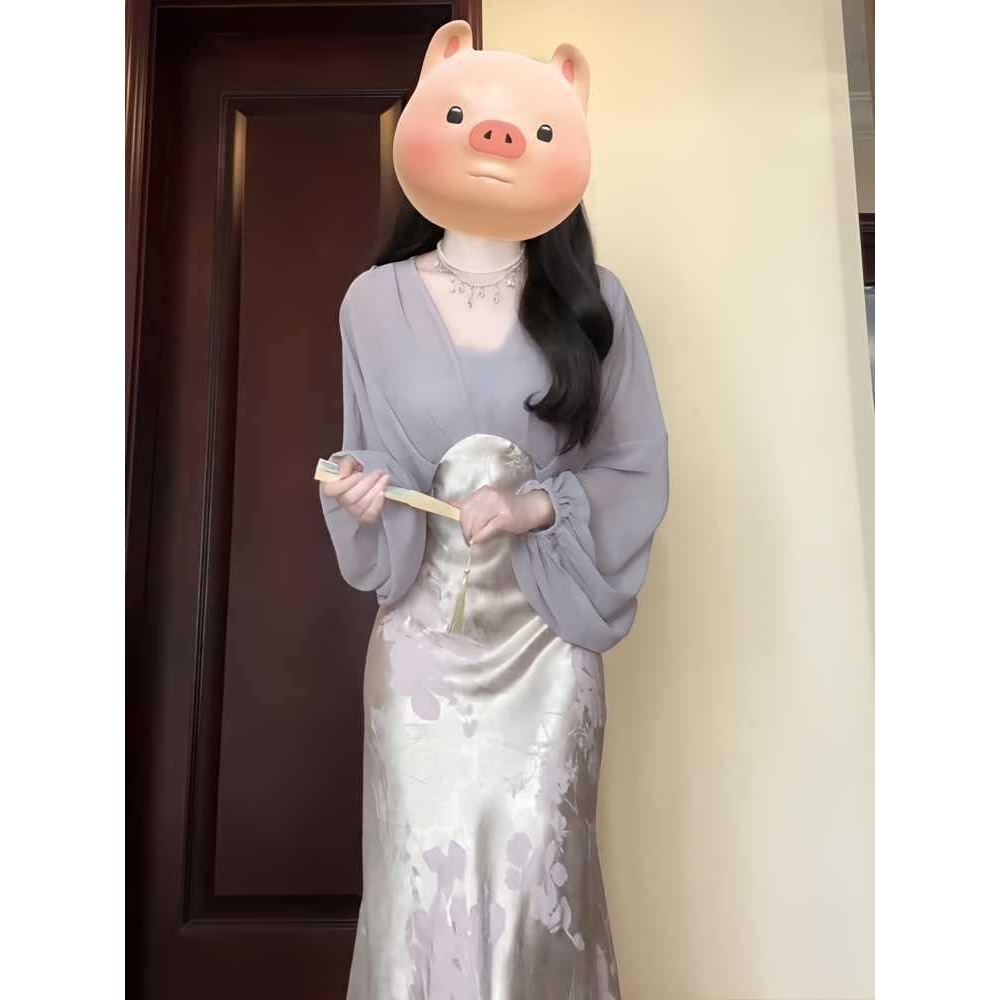 胖东来新中式改良韵味拼接连衣裙女2025夏国风长裙别致超好看连衣