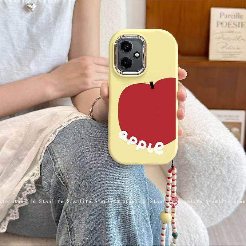 红色苹果适用苹果17手机壳iPhone1promax防摔防滑简约手机保护套