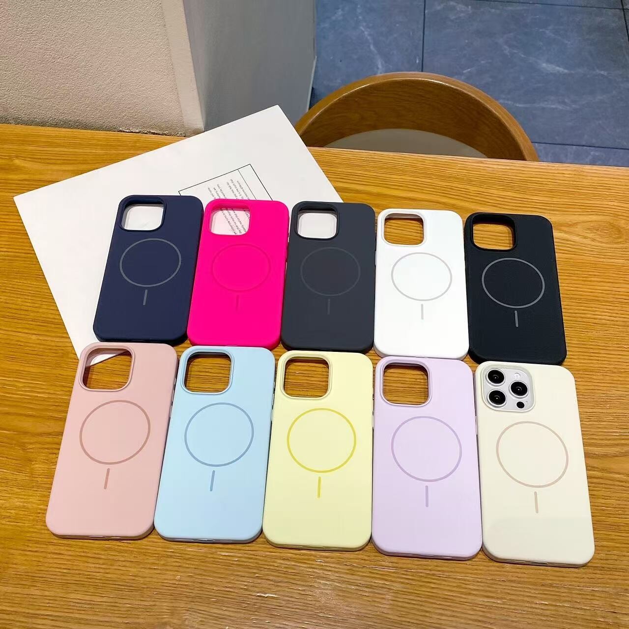 新款 液态硅胶细线磁吸苹果16 pro max手机壳批发适用iPhone 11 12 13 14 15 plus纯色硅胶工厂男女保护保护