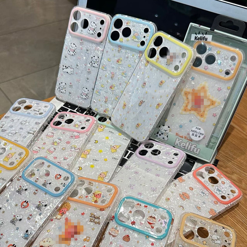 鎏金贝壳卡通苹果17pro max手机壳批发 适用iPhone 16 15 14 13男ins新款保护贝贝卡全包女