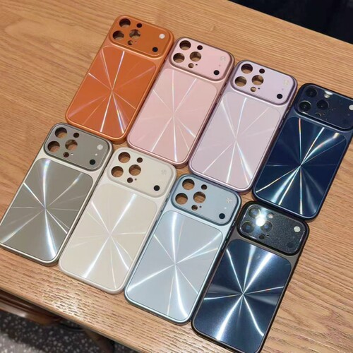 极光CD纹苹果17pro max手机壳批发 适用iPhone 15 13 14 16全包新款炫彩女简约大视窗保护套纯色男