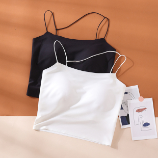 和美白色吊带背心内搭洋气露背交叉美背无痕带胸垫一体防走光抹胸