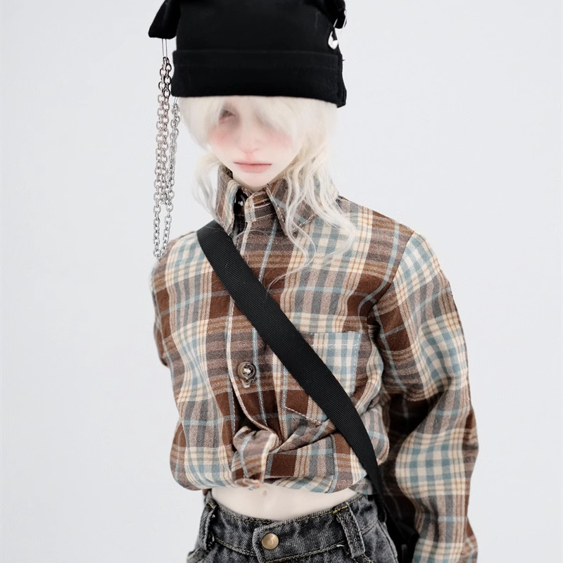 BJD娃衣复古格子长袖/短袖