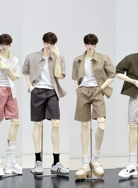 包邮 BJD娃衣条纹纯色阔形衬衫bjd娃衣休闲短袖短裤75叔三万院长