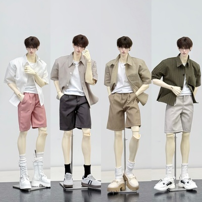 BJD娃衣条纹纯色阔形衬衫