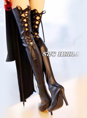 【寄售】HEELS 超高跟3分女IP DM独家气眼系带超长皮靴 有现货