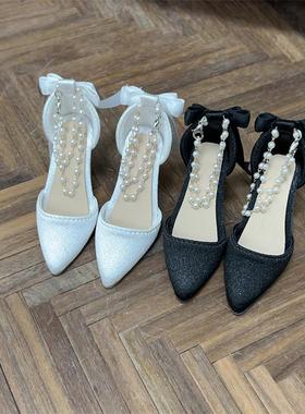 BJD娃鞋 咔咔星球寄售 3分SD/DD/SDGR/SD16链条蝴蝶结尖头高跟鞋