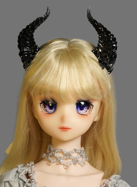 鱼圆 恶魔角寄售三分四分75叔BJD娃娃配件黑红白渐变三万院长预售