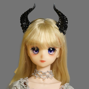 鱼圆 恶魔角寄售三分四分75叔BJD娃娃配件黑红白渐变三万院长预售