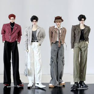 现货 BJD娃衣 麂皮绒夹克 皮衣外套机车4分普叔壮叔ID75 三万院长