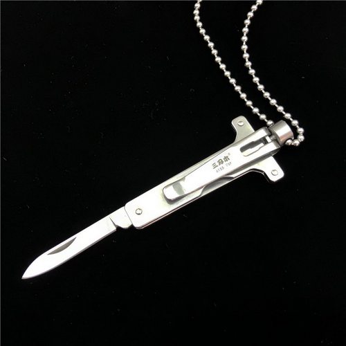 不锈钢小刀十字架项链edc随身