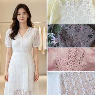 纯棉蕾丝水溶蕾丝布料服装连衣裙桌布窗帘飘窗婚礼甜品台面料布料