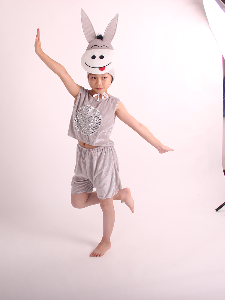 夏季儿童动物卡通小毛驴分体表演服阿凡提骑驴话剧短款舞蹈演出服