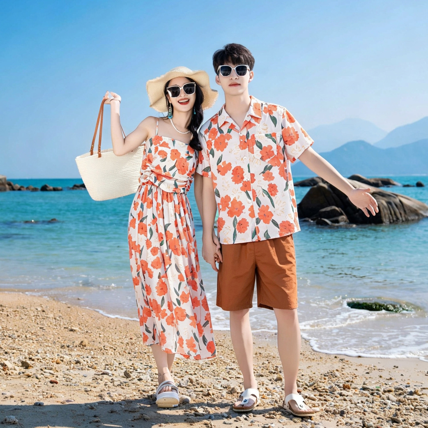 夏季海边情侣大码度假沙滩裙