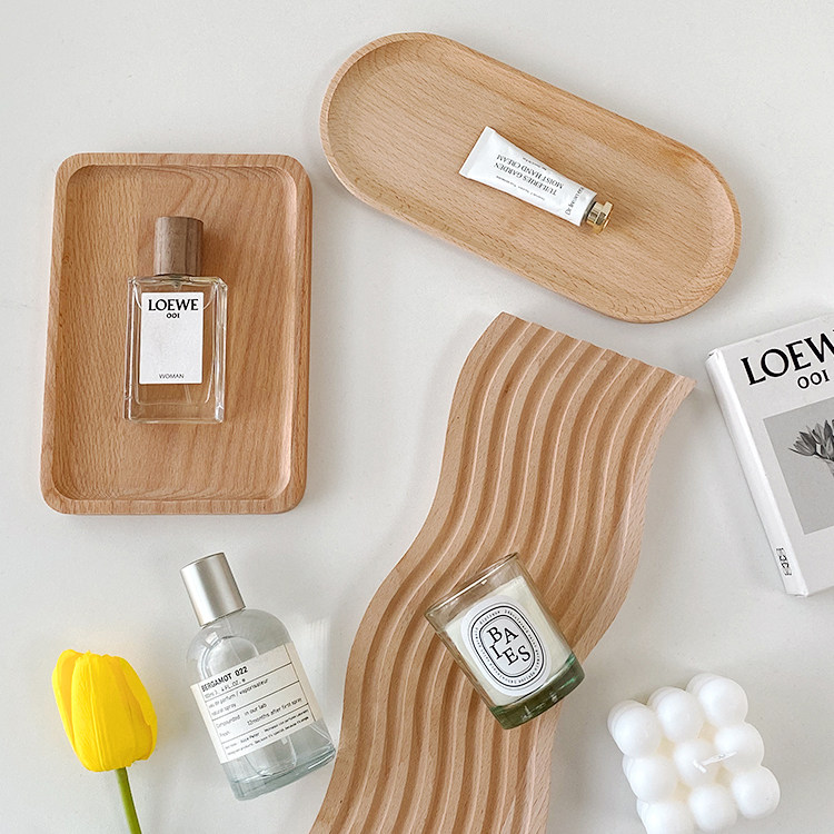 너도밤 나무 팔레트 단단한 나무 보석 보관함 물결 모양의 패턴 INS 사진 소품 장식 장식품 사진 배경 천