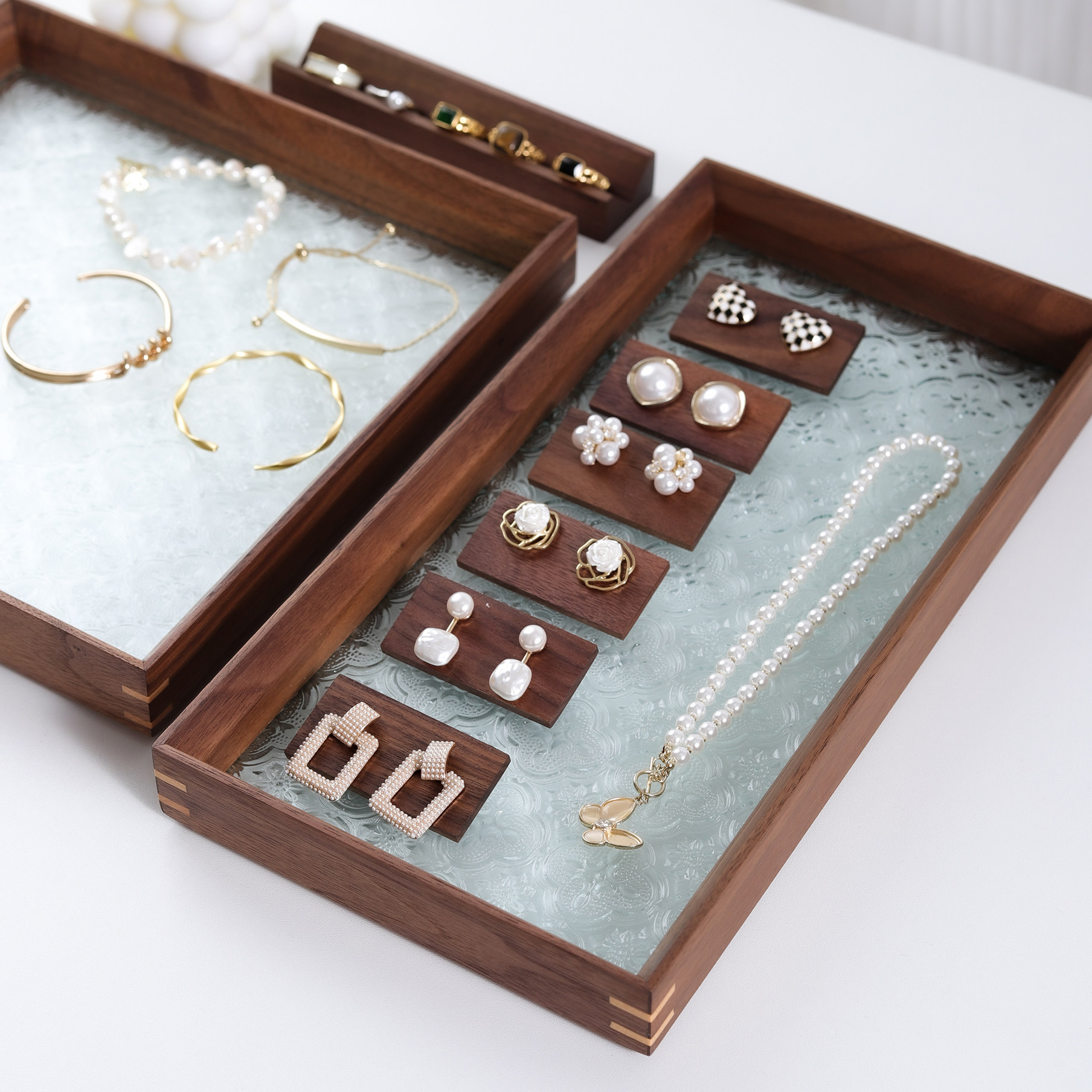 호두 쥬얼리 트레이 쥬얼리 스톨 디스플레이 장식 디스플레이 트레이 쥬얼리 보관함 크리 에이 티브 사진 소품