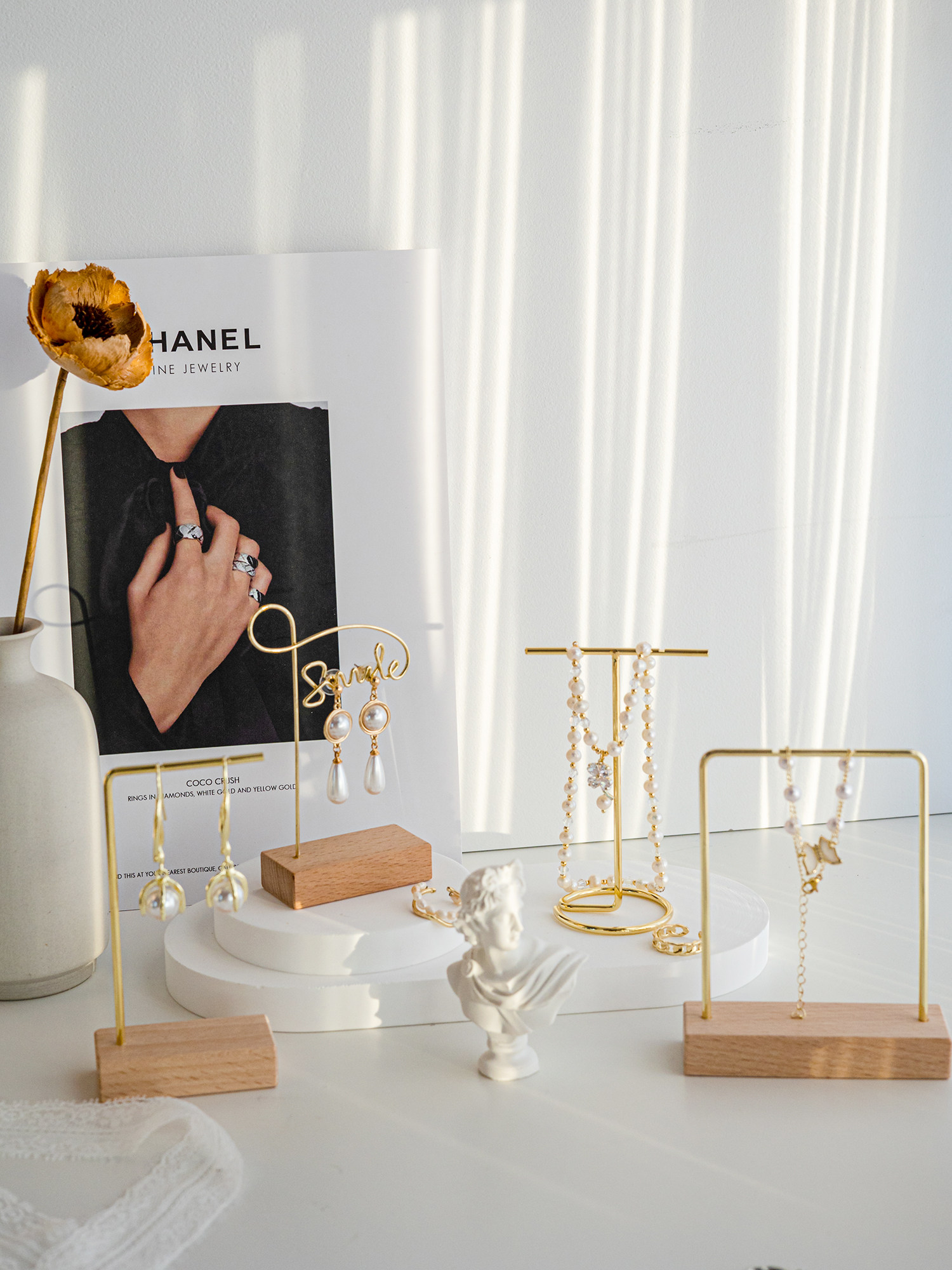 INS 쥬얼리 디스플레이 스탠드 쥬얼리 목걸이 귀걸이 선반 쥬얼리 스토리지 디스플레이 장식품 쥬얼리 사진 소품