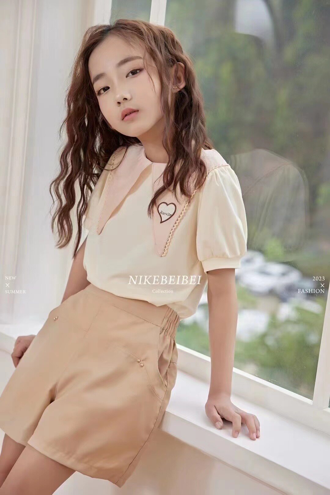 妮可贝贝夏款女童短袖儿童洋气上衣中童韩版T恤短裤套装两件套