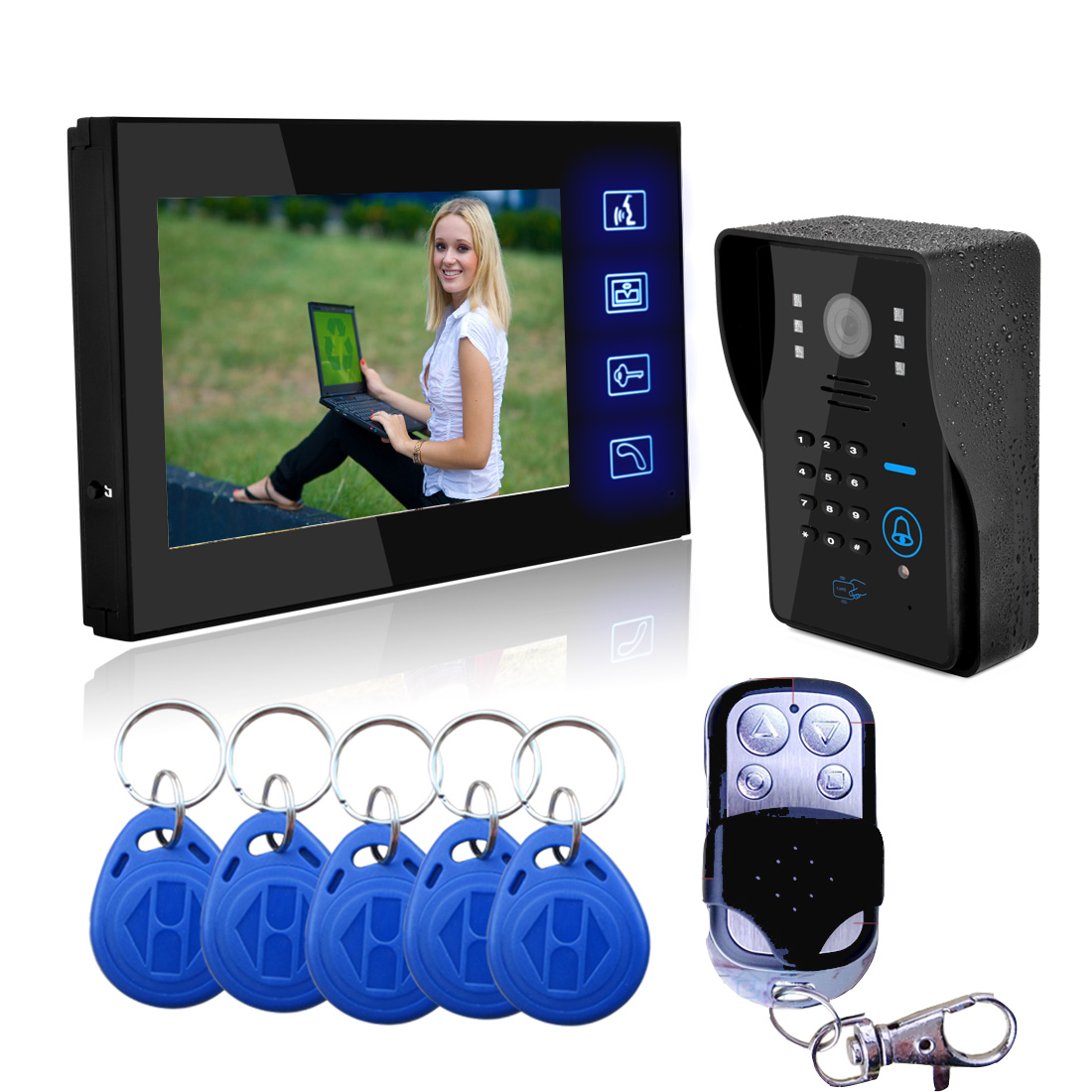 遥控密码刷卡开锁楼宇有线可视门铃带显示屏家用小区门禁对讲机