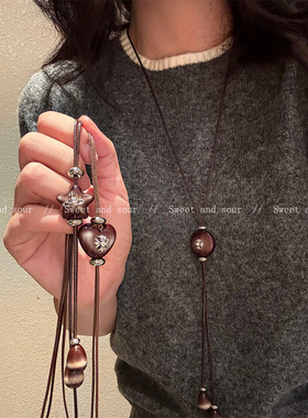 韩系简约抽拉项链轻奢小众精致高级感锁骨链2025年秋冬新款毛衣链