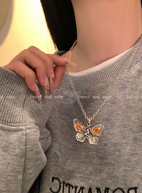 滴油蝴蝶项链女轻奢小众