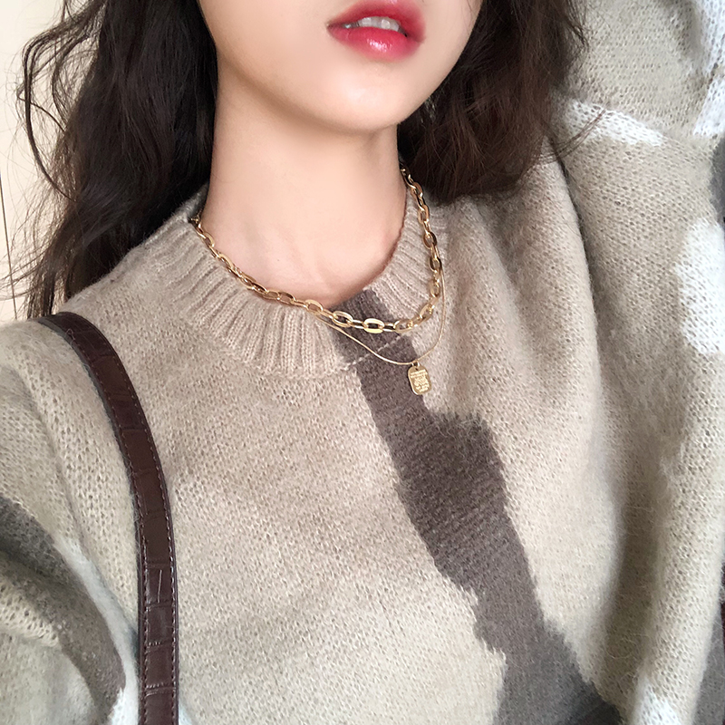 复古链条项链女ins冷淡风毛衣链长款百搭叠戴颈链个性嘻哈锁骨链