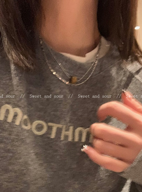 法式虎眼石双层项链高级感