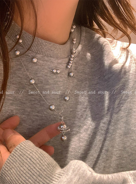 甜酷星球珍珠项链叠戴