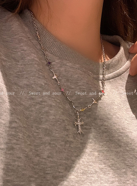 甜酷风十字架项链女夏天