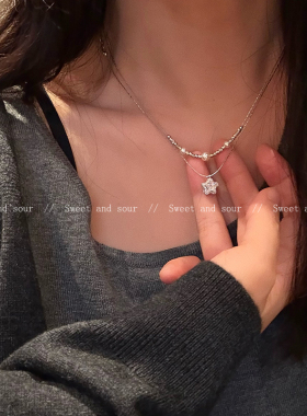 甜酷五角星双层项链女小众设计感ins冷淡风卫衣锁骨链2025毛衣链