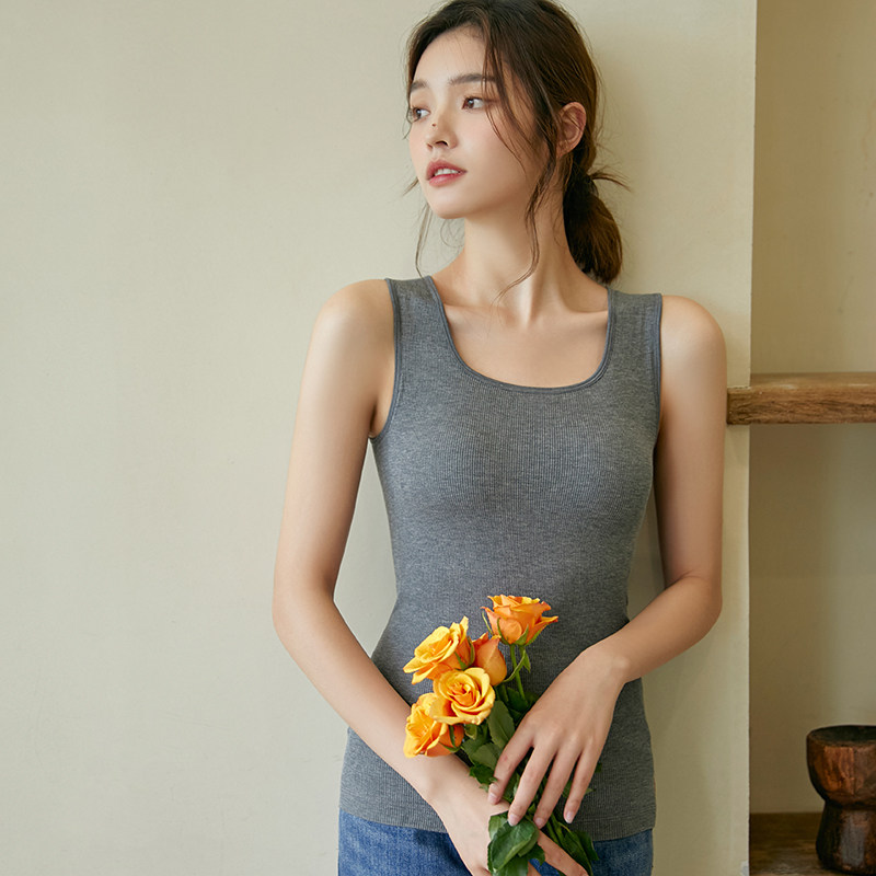 秋冬保暖背心女加绒加厚发热修身马甲一体胸垫内穿打底衫美体内衣