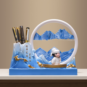 李白文创流沙画笔筒轻奢摆件