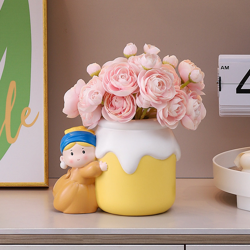 珍珠女孩花瓶摆件客厅插花轻奢高级感办公室桌面装饰品生日礼物女,家居饰品,花瓶,淘宝优惠券,粉丝福利购,淘宝优惠卷