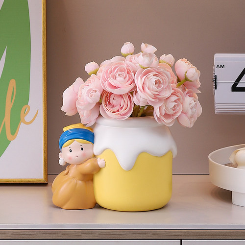 可爱珍珠女孩花瓶摆件装饰品礼物