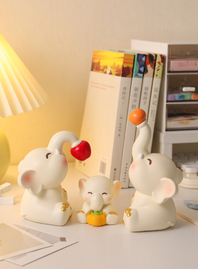 吉祥如意一家三口大象摆件客厅玄关电视柜酒柜装饰品搬家乔迁礼物