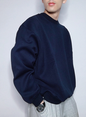卫衣男圆领套头春秋设计感小众秋冬东大门oversize全棉美式潮ins