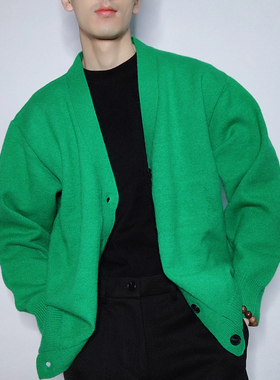 开衫毛衣男款宽松加厚慵懒风大码日系加肥加大v领港风ins针织衫潮