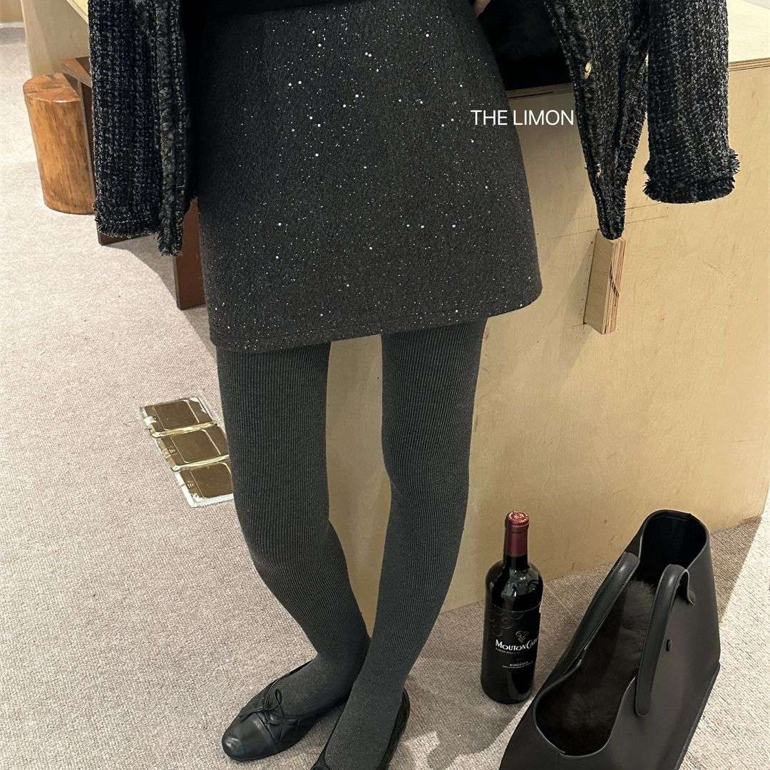檬绿茶-闪设计感重工亮片显瘦精致A版半身裙（含20羊毛）YS1-7103