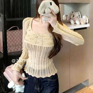 26年早春纯欲天花板性感风韩系镂空透视感蝴DR1M20054 SEVEN