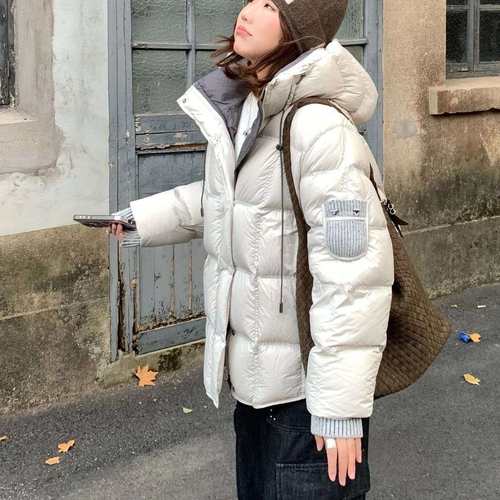 1988-款90绒215克针织拼接小口袋溯源码保暖羽绒服外套针织小口袋