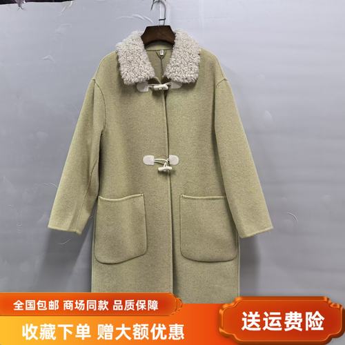 荔CSM5316冬装2025女新款时尚休闲双面羊绒大衣牛角扣羊毛呢外套