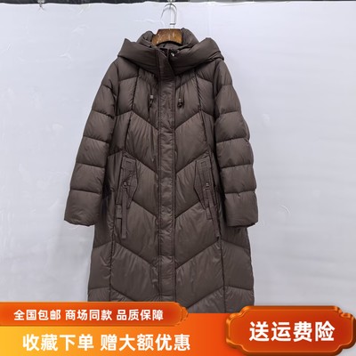 卓18023Z1038冬装2025女新款时尚休闲白鸭绒长款连帽轻薄羽绒外套