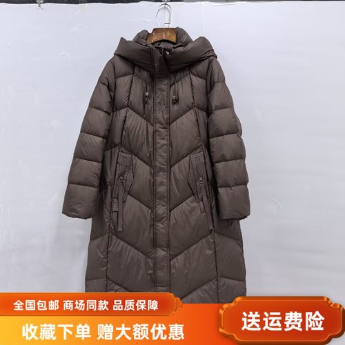 卓18023Z1038冬装2025女新款时尚休闲白鸭绒长款连帽轻薄羽绒外套