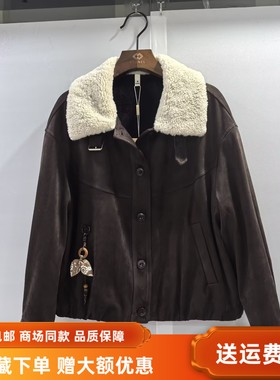 金俪朵J-D6503冬装2025女新款时尚休闲麂皮加绒羊羔毛宽松短外套