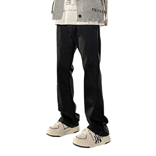 美式 微喇系系腰带牛仔长裤