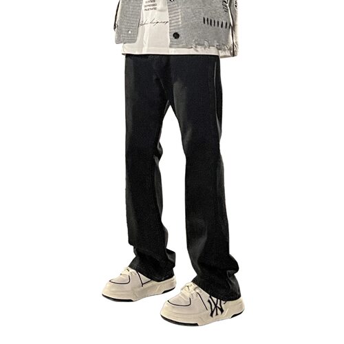 美式微喇系系腰带牛仔长裤