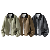 美式 SMILEISLAND 翻领皮衣外套男春秋季 潮牌休闲机车服pu皮夹克