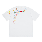 潮牌创意卡通印花字母美式 圆领百搭短袖 T恤